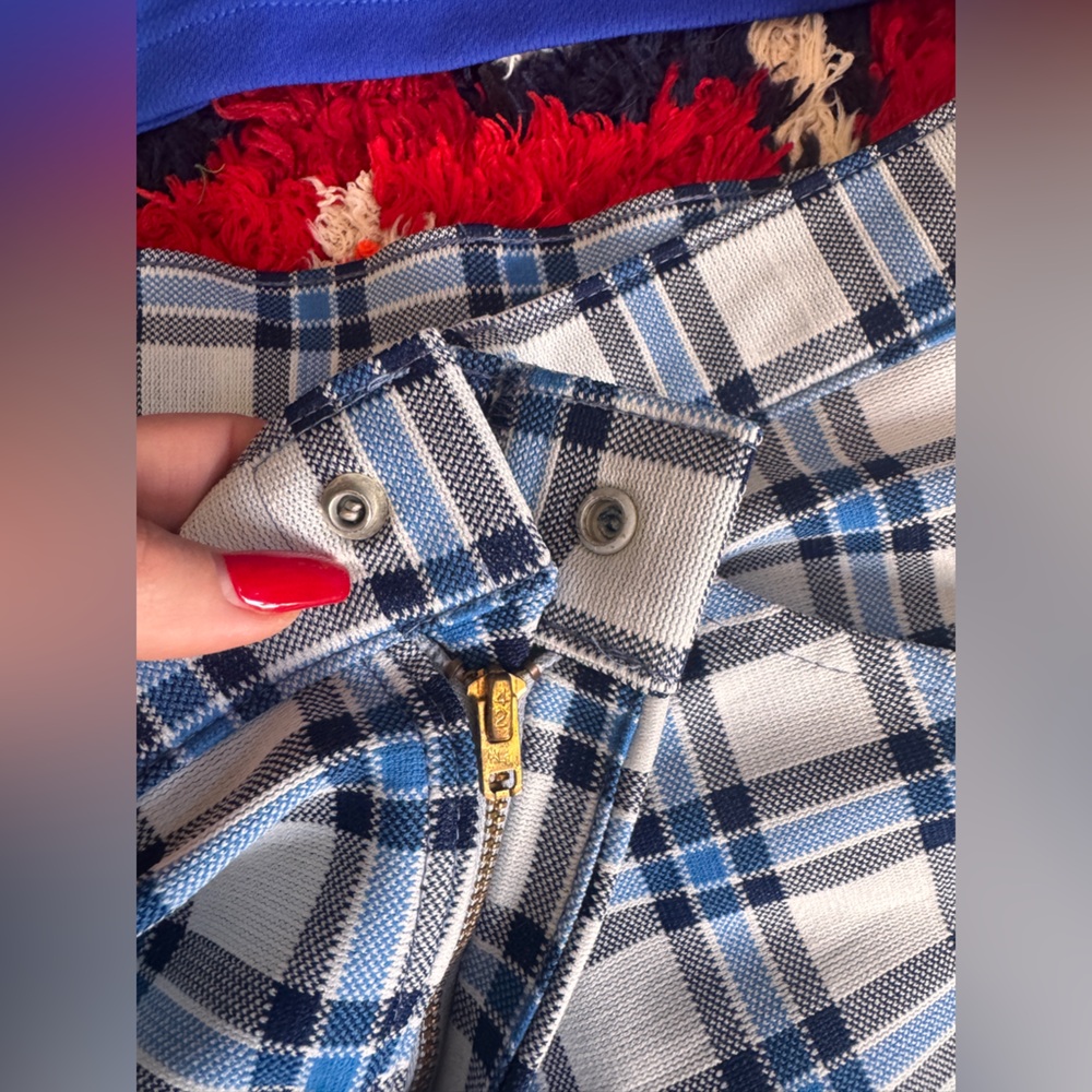 70s Vintage Blue Plaid Pants Sz M - Picture 5 of 11